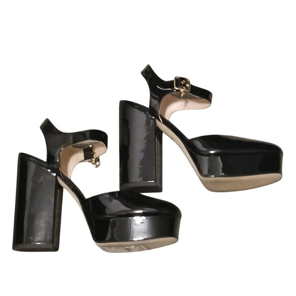 Coach Glossy Black Platform Sandals - Picture 13 of 15